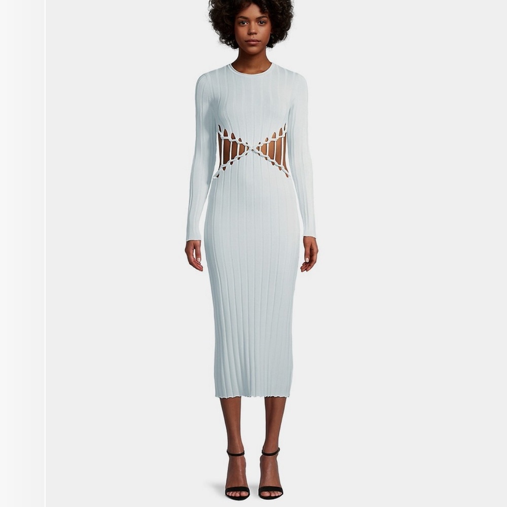 Crisscross Braid Reversible Ribbed Sweater Dress